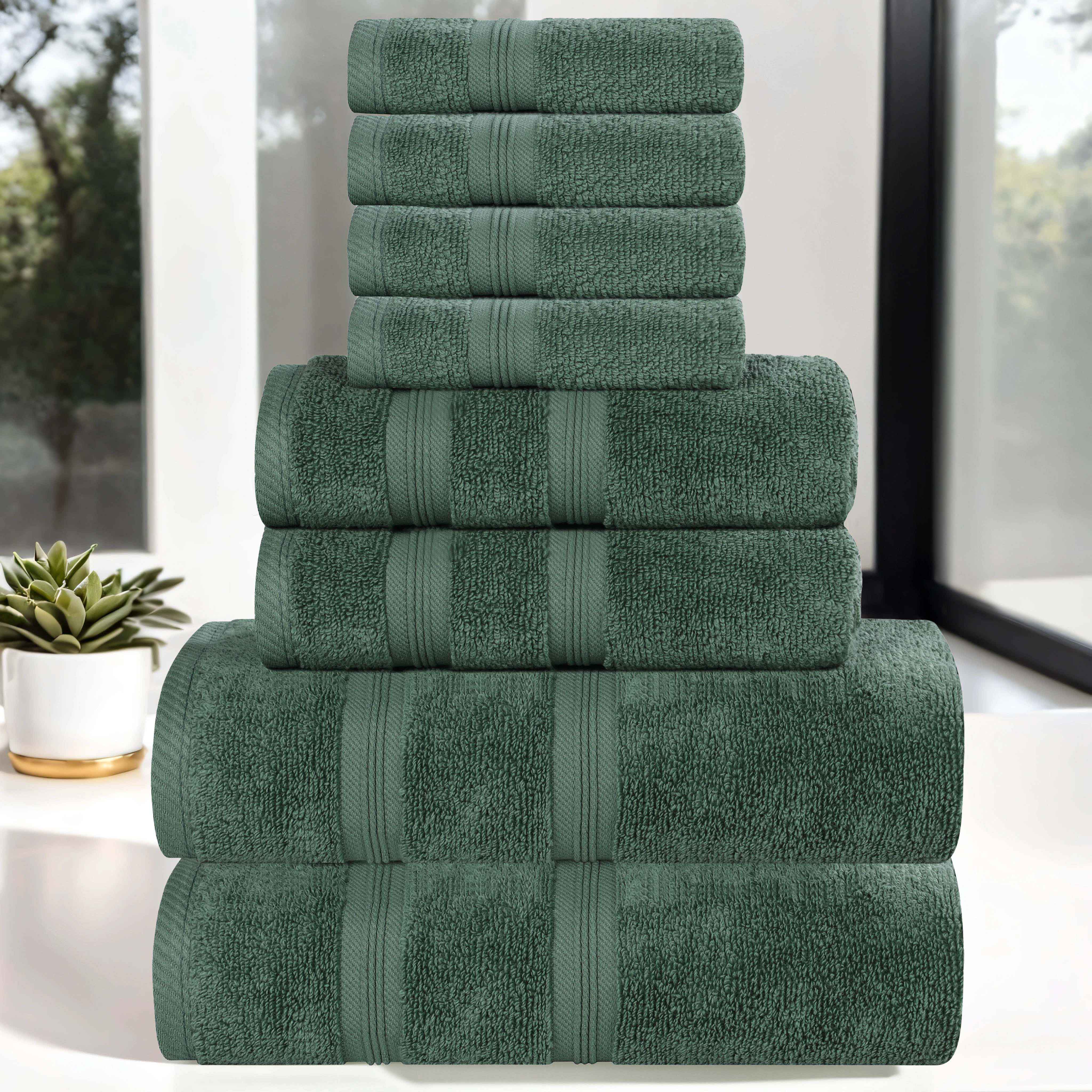 Smart Dry Zero Twist Cotton 8-Piece Towel Set - Ultra Soft & Absorbent Bath Towels for Spa, Gym & Luxury Home Use
