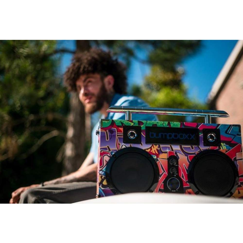 Bumpboxx Ultra Black Retro Bluetooth Boombox - Portable Rechargeable Wireless Speaker with Powerful Bass | Perfect for Outdoor Parties, Beach Trips & Home Entertainment