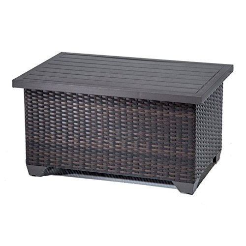 BOWERY HILL Espresso Brown Outdoor Wicker Coffee Table - Weather-Resistant Patio Furniture for Garden, Poolside & Backyard Decor