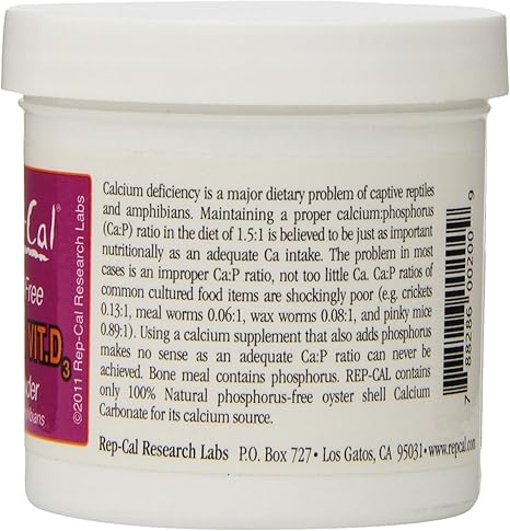 Rep Cal Ultrafine Calcium with Vitamin D3 - Premium Reptile Supplement for Strong Bones & Health - Ideal for Bearded Dragons, Turtles & Lizards