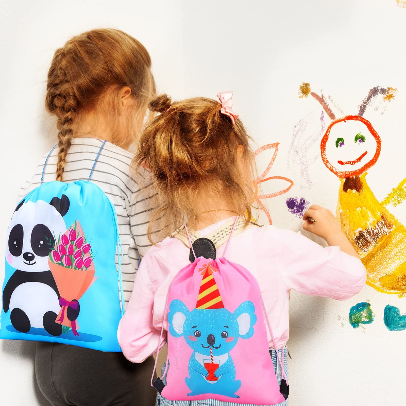 Shappy 24 Pack Drawstring Party Favor Bags - Cute Cartoon Animal Design for Birthday Party Favors, Kids Goodie Bags, Halloween Treats & Classroom Rewards - Perfect for Boys & Girls Gift Supplies