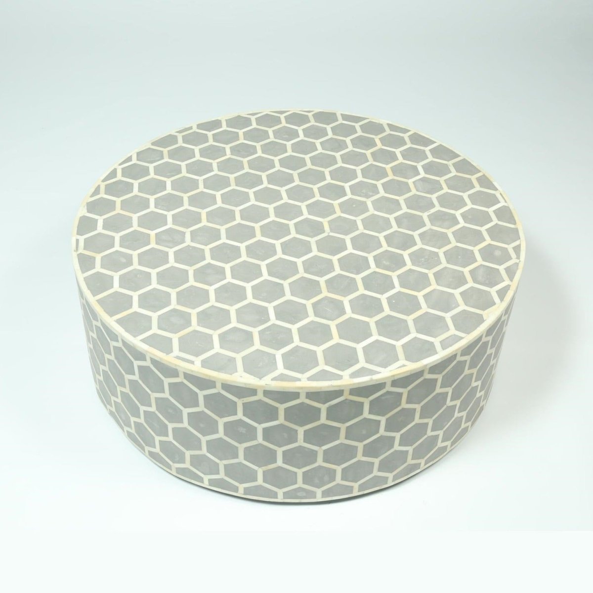 Handmade Grey Bone Inlay Concrete Coffee Table with Honeycomb Design - Perfect for Living Room, Lounge & Modern Home Decor