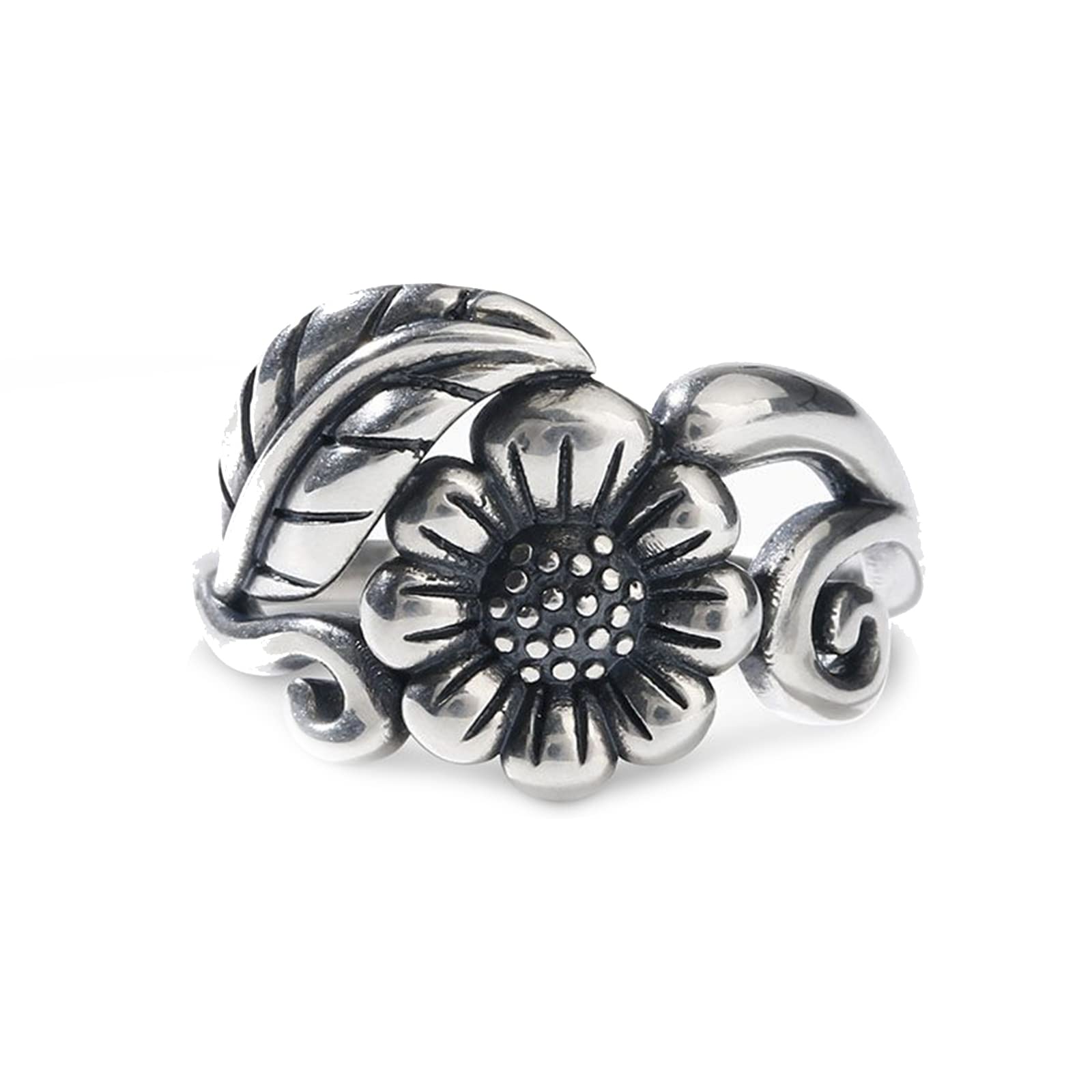 Jeulia Gothic Vintage Sunflower Violet Dragonfly Open Ring - Sterling Silver Birth Flower Butterfly Jewelry for Women | Perfect for Parties, Gifts & Everyday Wear