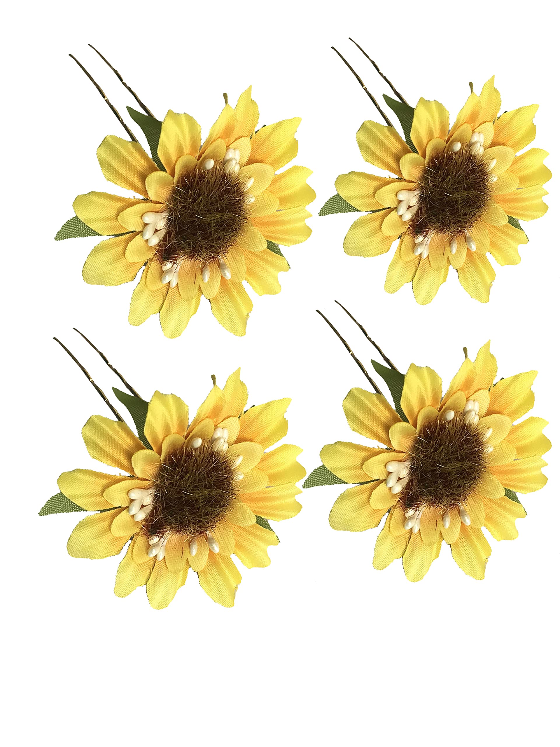 Arooman™ Set of 4 Flower Hair Pins - Elegant Bun & Hairstyle Accessories for Women & Girls (Yellow) | Perfect for Weddings, Parties & Everyday Styling