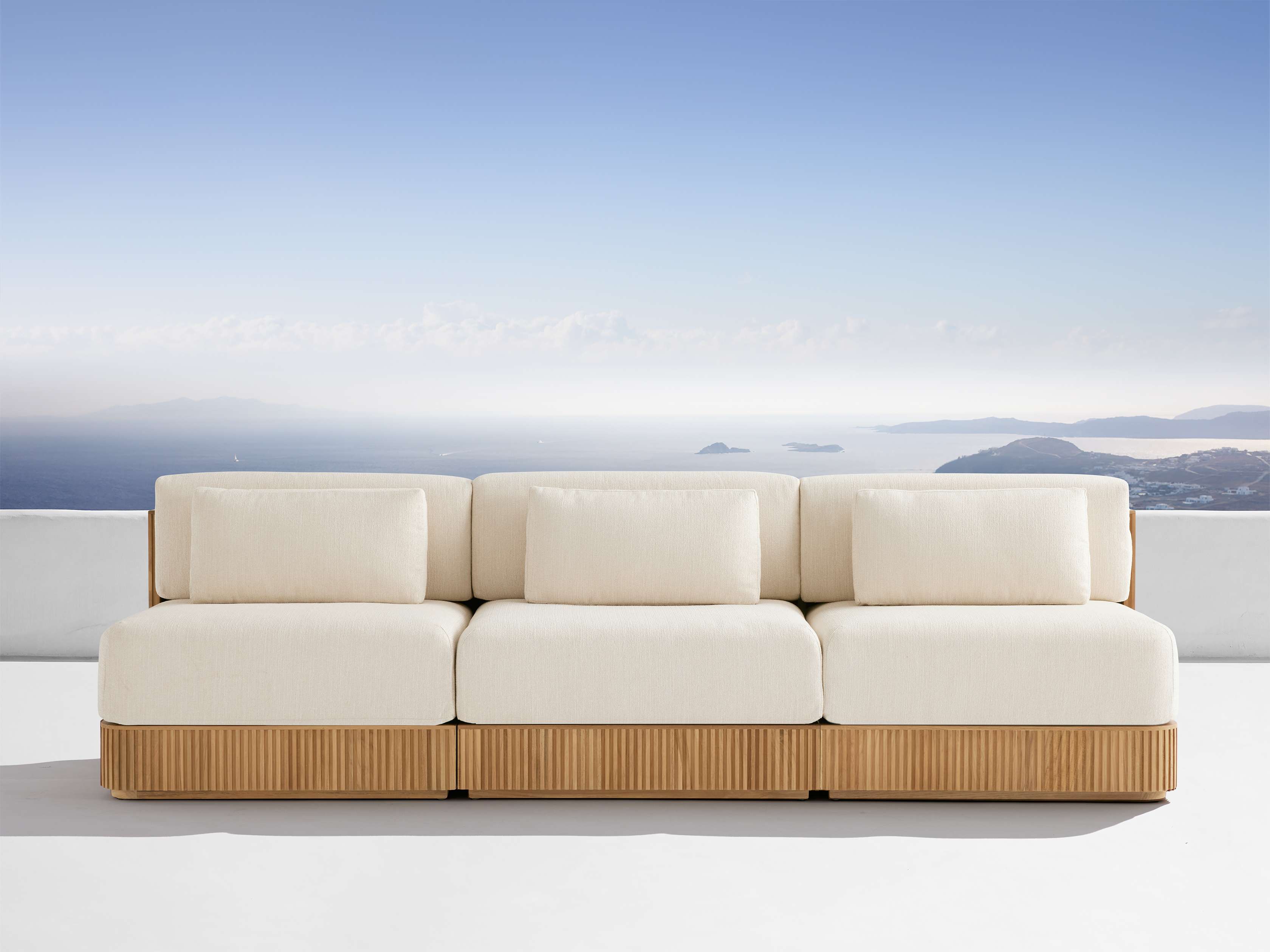 Premium Beaumont Outdoor Teak Modular 3-Piece Sofa Set - Weather-Resistant Patio Furniture for Garden, Poolside & Backyard Relaxation