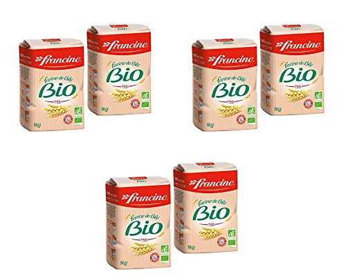 Organic French All-Purpose Wheat Flour - Francine Farine de Ble Bio - 2.2 lbs (Pack of 2 or 3) | Perfect for Baking Bread, Pastries & French Recipes