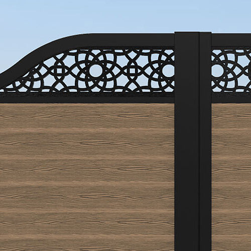 Classic Amber Curved Top Driveway Gate - Premium Teak Wood with Top Screen - Perfect for Driveway Security & Garden Decoration