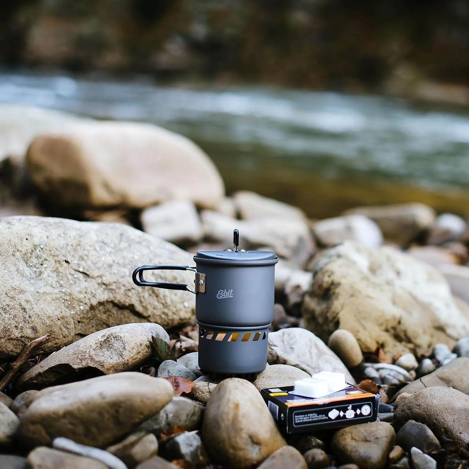 Portable 585ml Hard Anodized Aluminum Camping Cook Set for Solid Fuel - Compact & Lightweight for Backpacking, Hiking & Outdoor Adventures