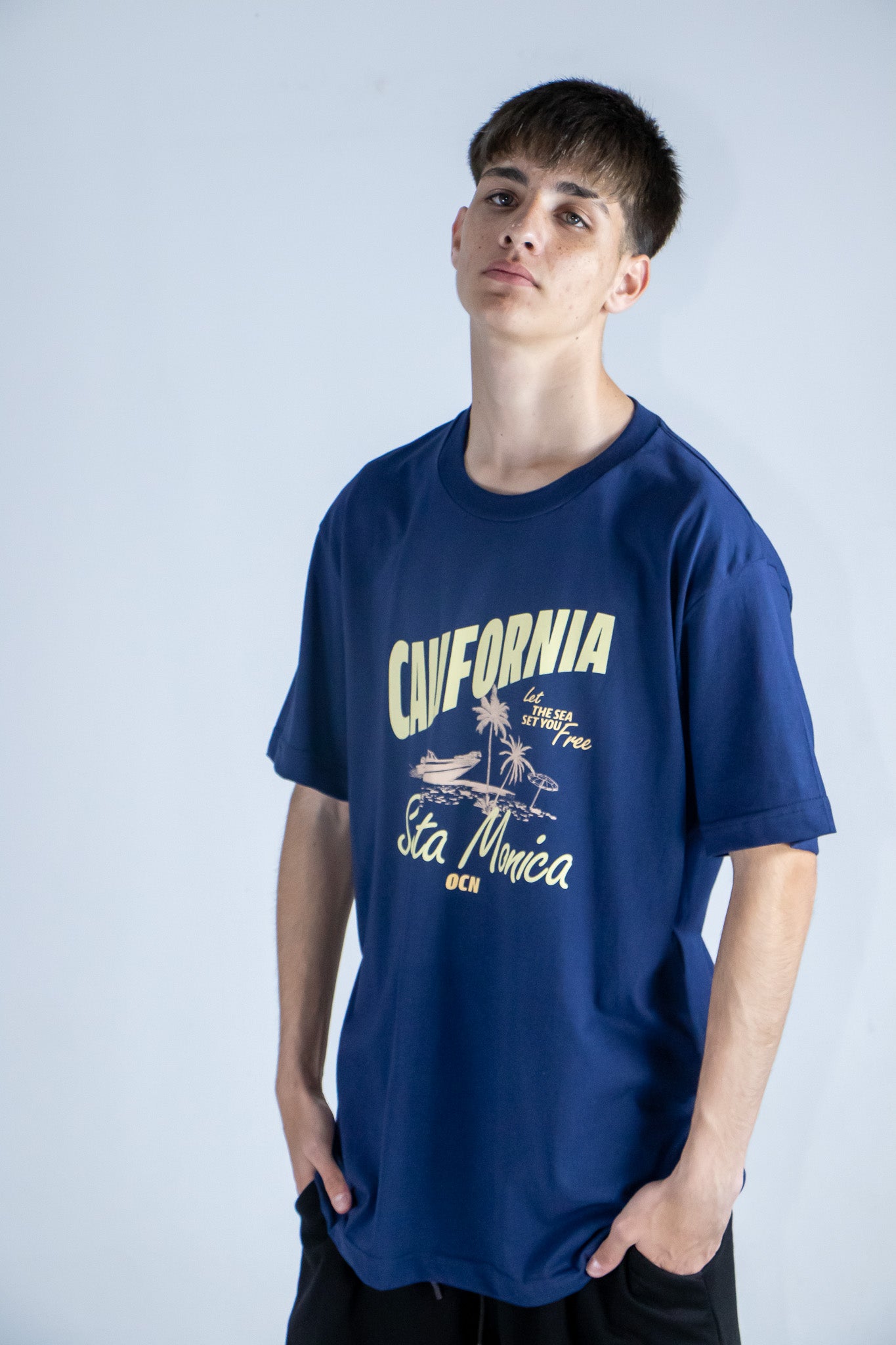 Original Ocn Men's T-Shirt - Blue (C8) | Comfortable Casual Wear for Everyday & Outdoor Activities