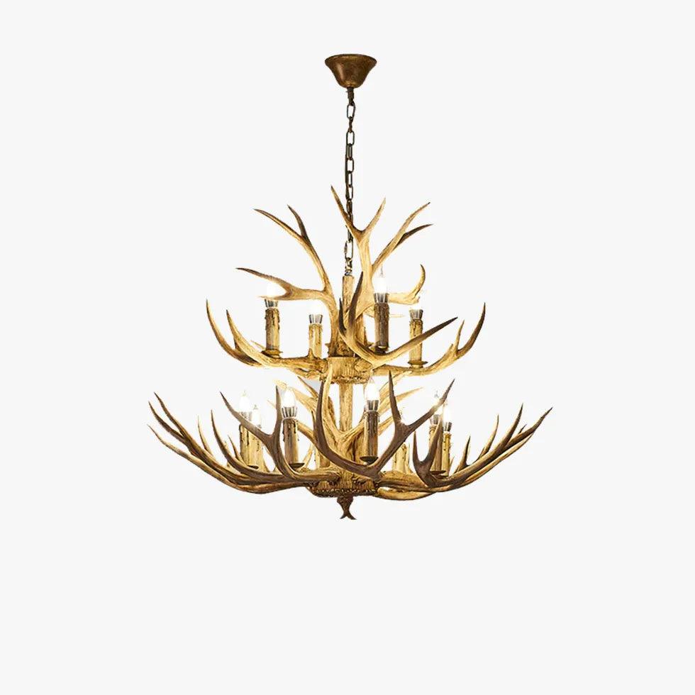 Stylish Faux Antler Wooden Candle Holder Chandelier - Rustic Home Decor for Cabin, Farmhouse & Wedding Centerpiece