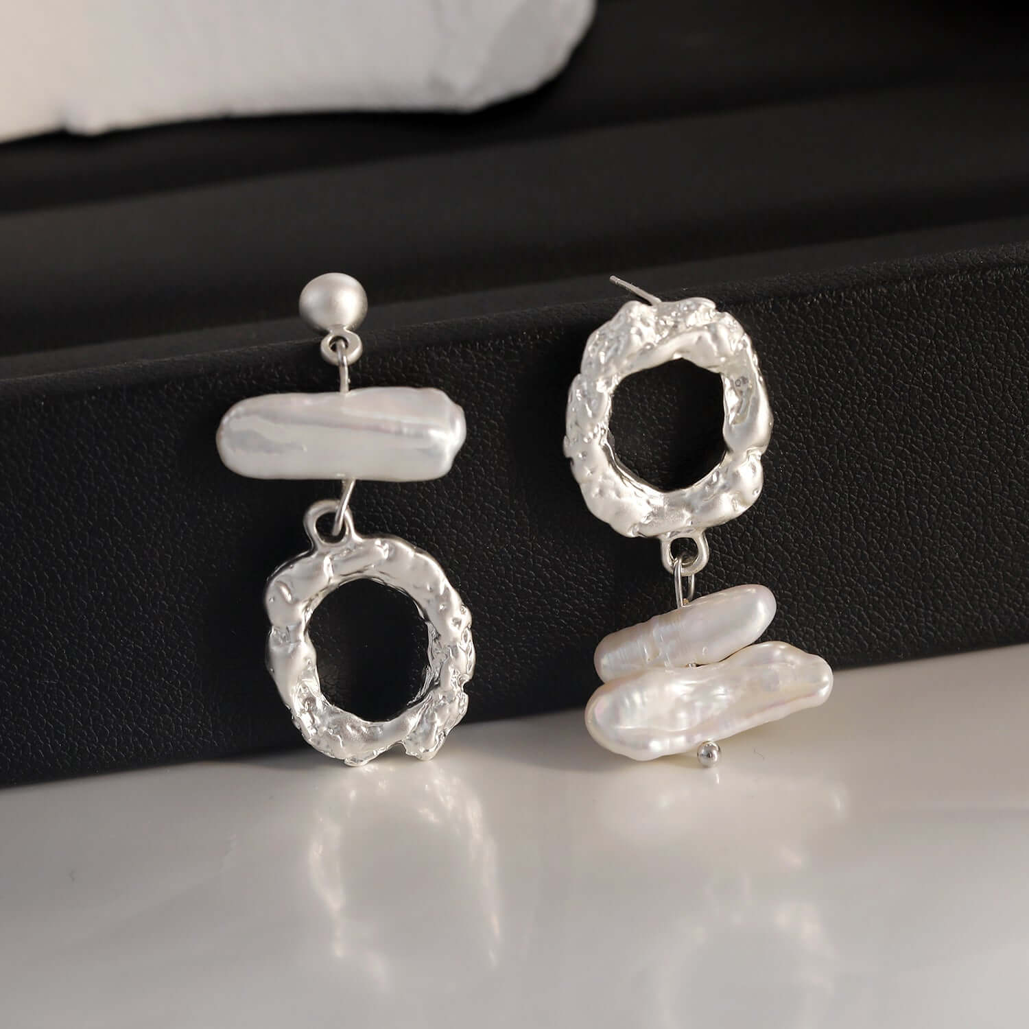 Elegant Asymmetric French Freshwater Pearl Drop Earrings for Women | DMS182 | Perfect for Weddings, Parties & Special Occasions