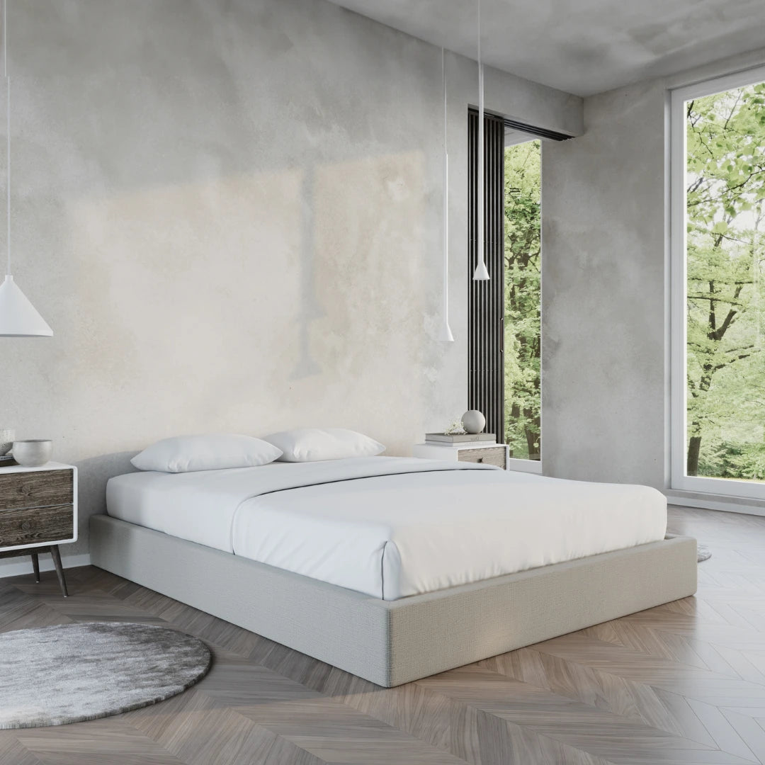 Classic Bed Frame with Moon Design - Sturdy Metal Platform Bed for Bedroom, Guest Room & Dorm | Modern & Minimalist Style