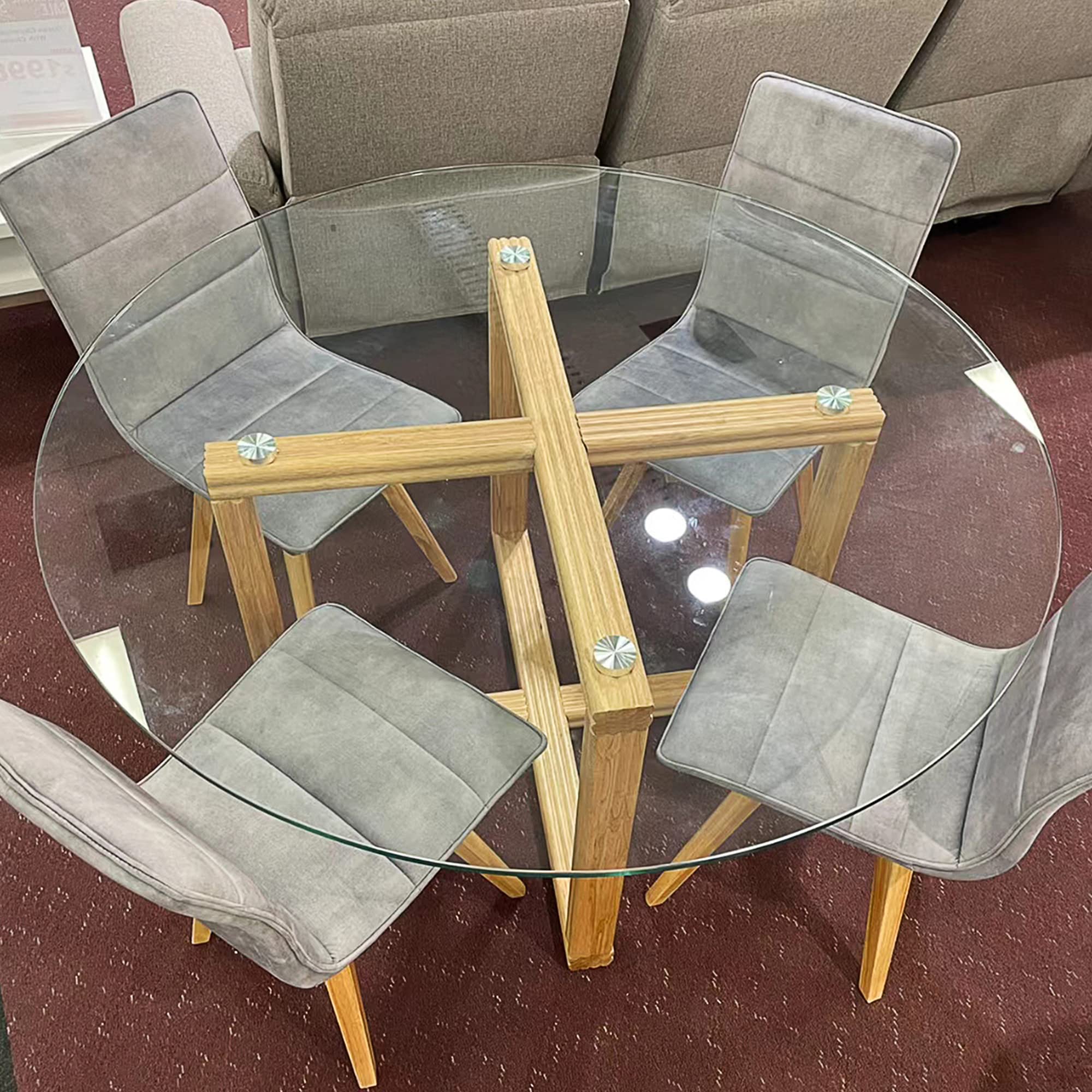 JUFU 30 Inch Round Tempered Glass Table Top - 0.26