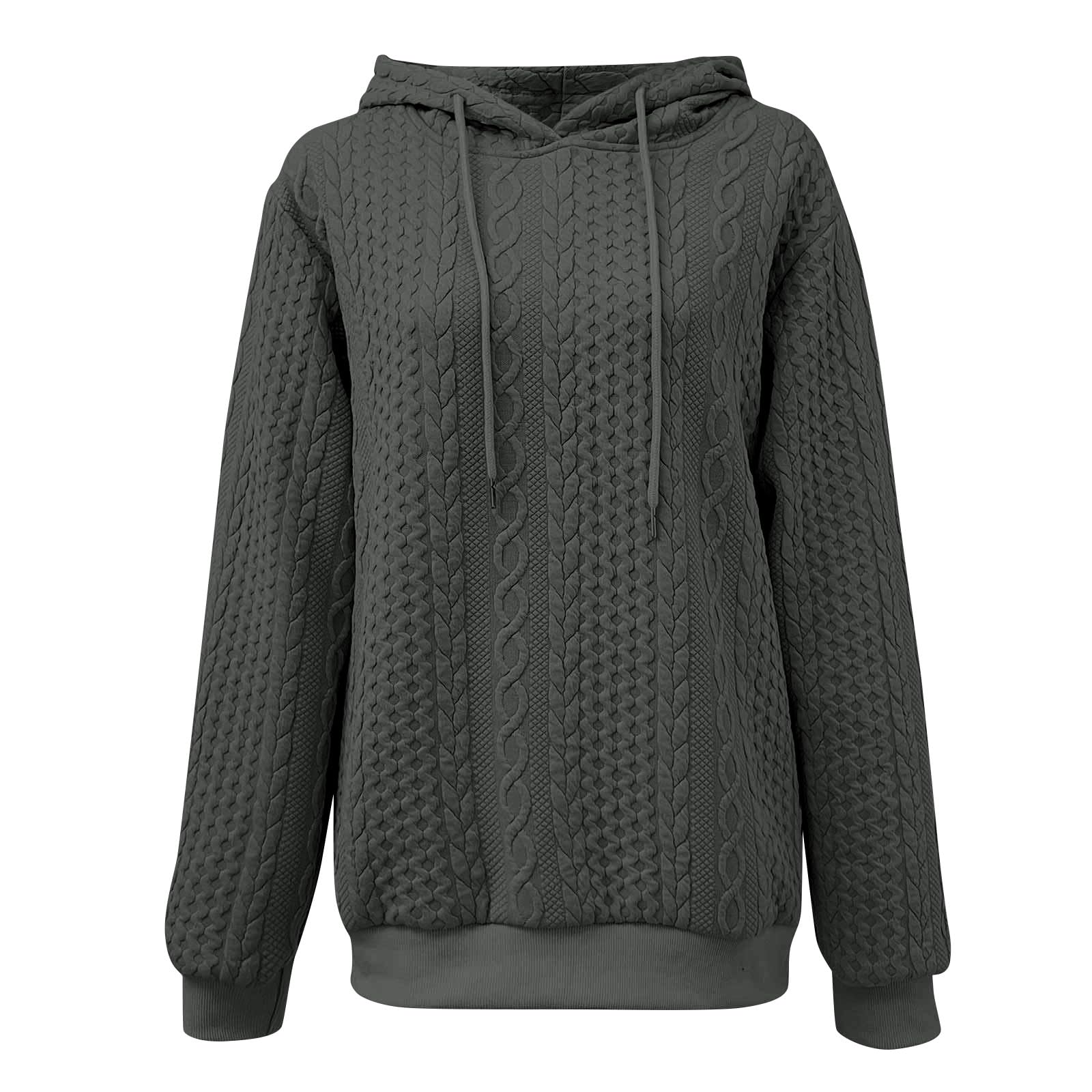 Women's Waffle Knit Hoodie - Drop Shoulder Pullover Sweatshirt with Pocket | Cozy Fall & Winter Casual Wear for Women | Perfect for Lounging, Running Errands & Outdoor Activities