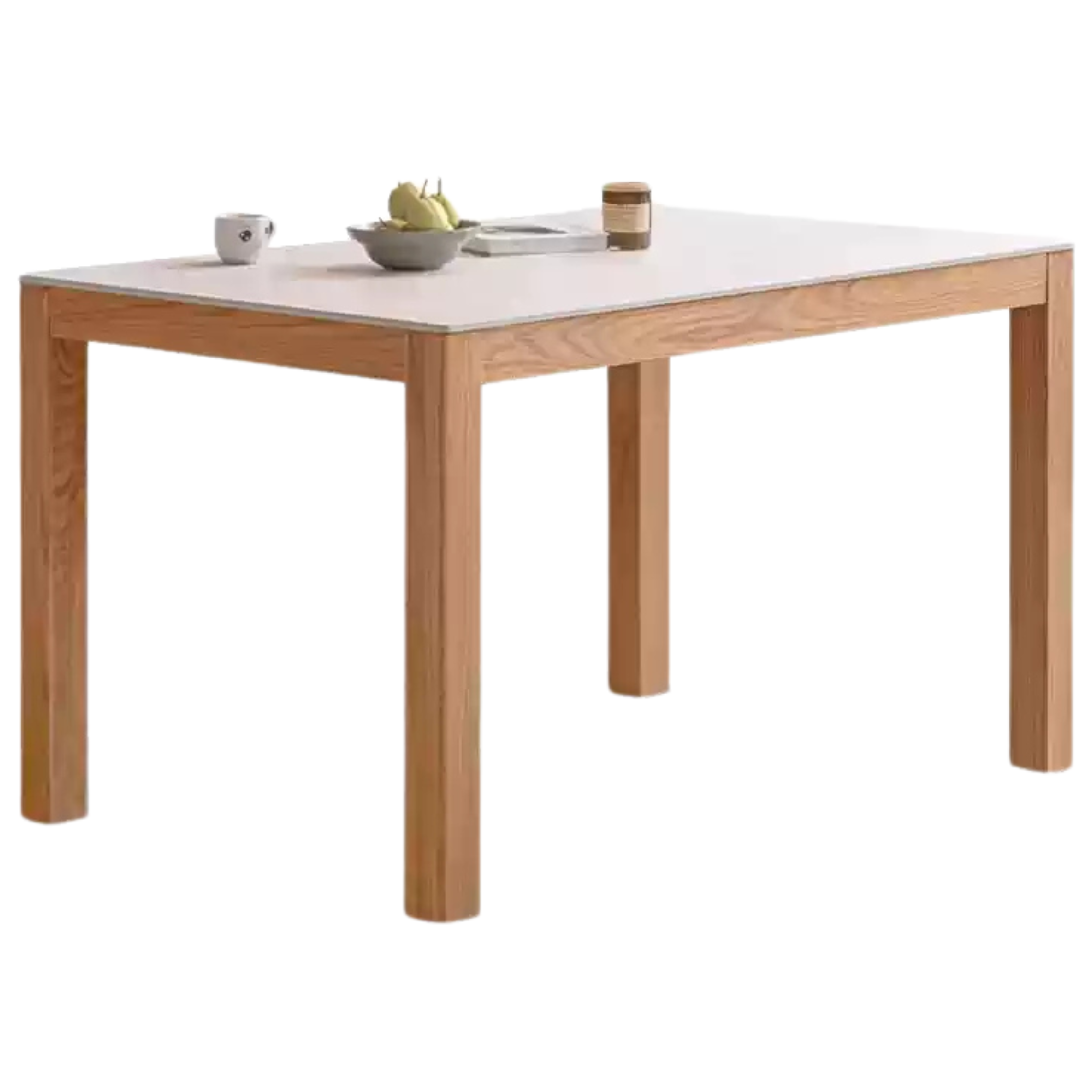 Solid Oak Wood Rectangular Rock Plate Dining Table - Rustic Farmhouse Style for Kitchen, Dining Room & Outdoor Entertaining
