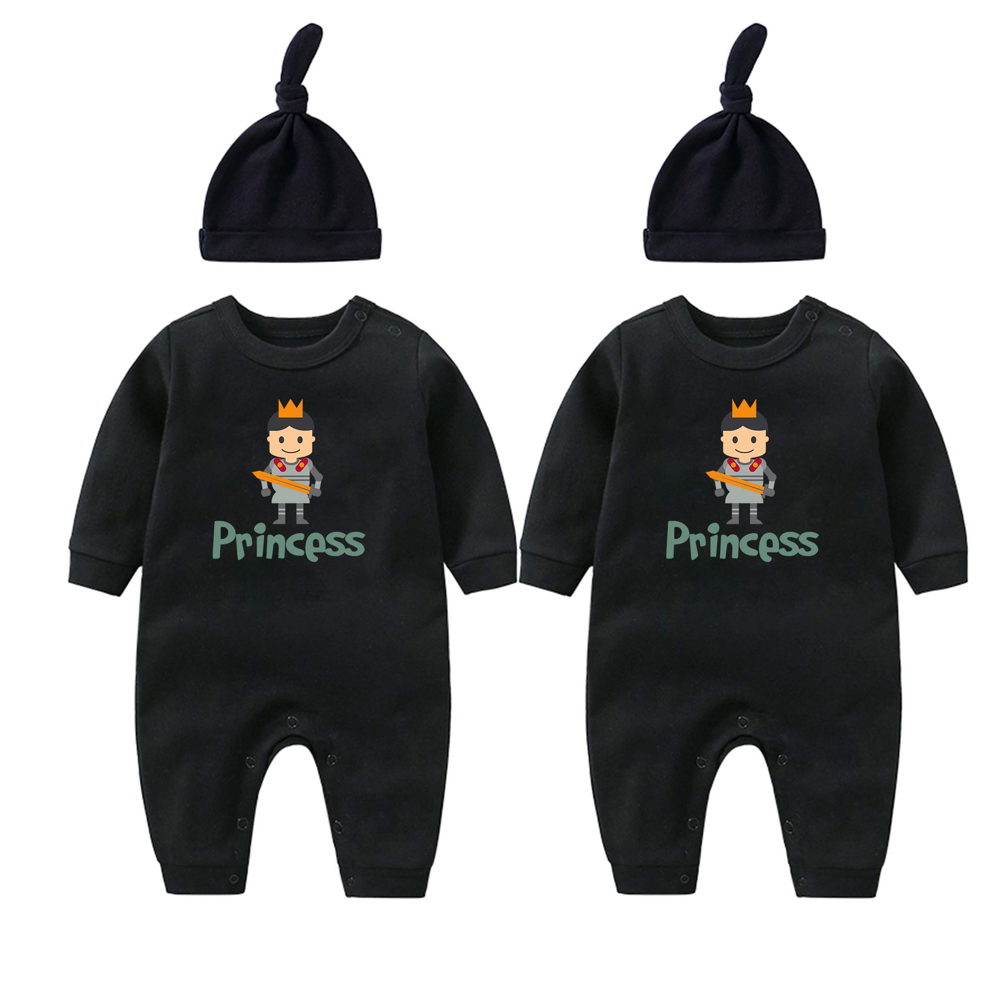 Princess & Prince Baby Twin Outfits - Newborn Baby Boy Romper Set | Cute Matching Sibling Clothes for Photoshoots & Special Occasions