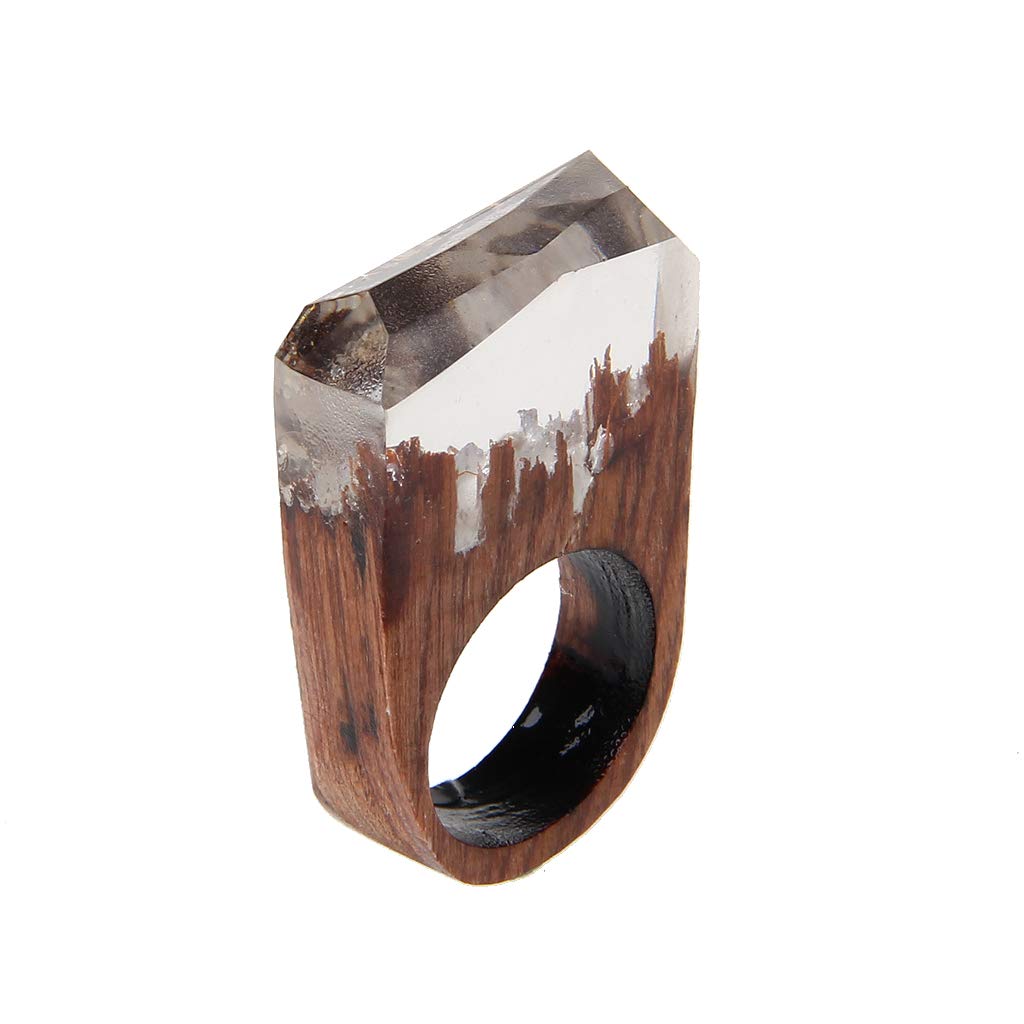 Handmade Wood Resin Ring with Secret Forest Scenery Inside - Unique Nature Inspired Jewelry for Women - Perfect for Gifts, Weddings & Boho Fashion