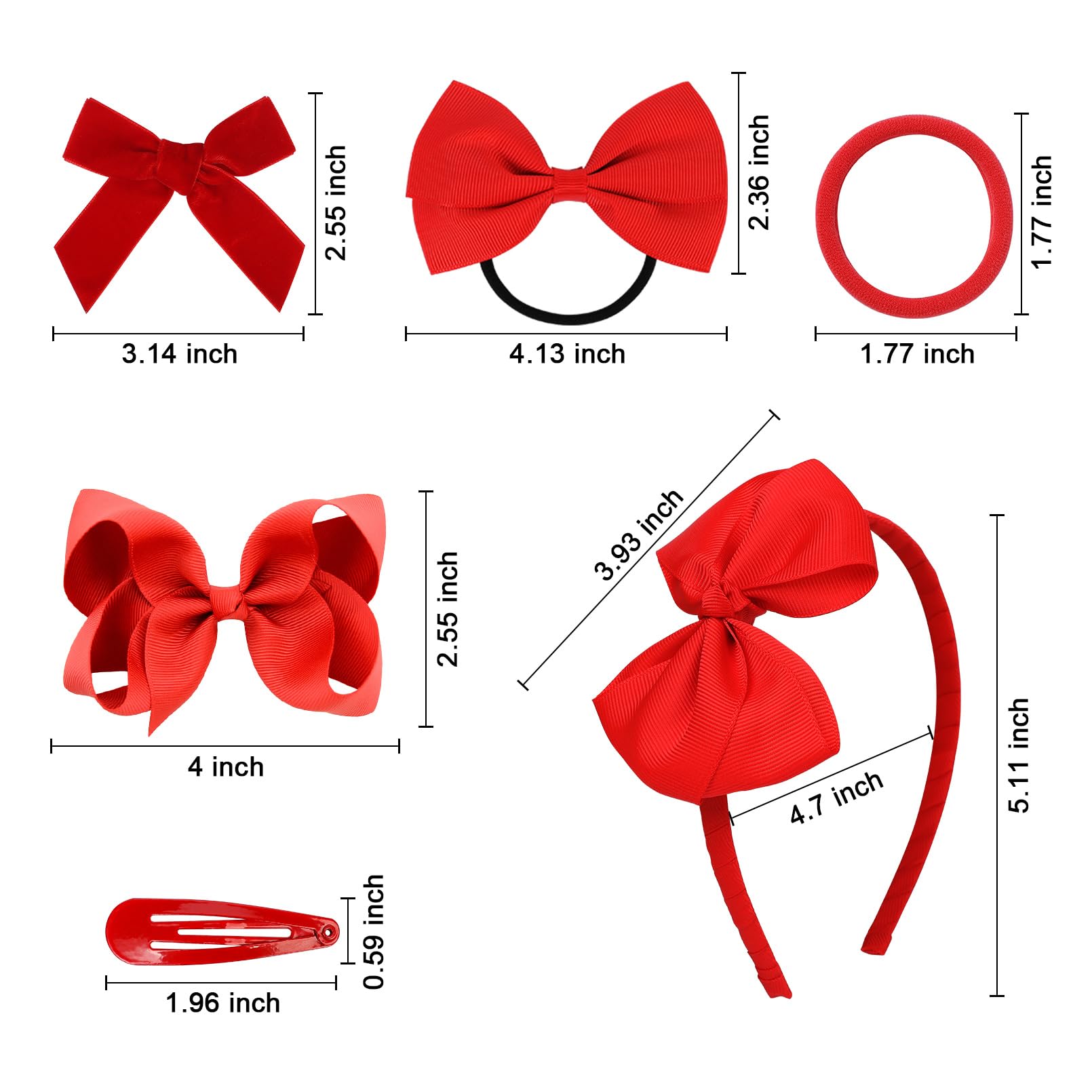 15-Piece DEEKA Hair Accessories Set for Toddler Girls - Hair Bows, Clips, Headband & Hair Ties (Red) - Perfect for School, Parties & Everyday Wear