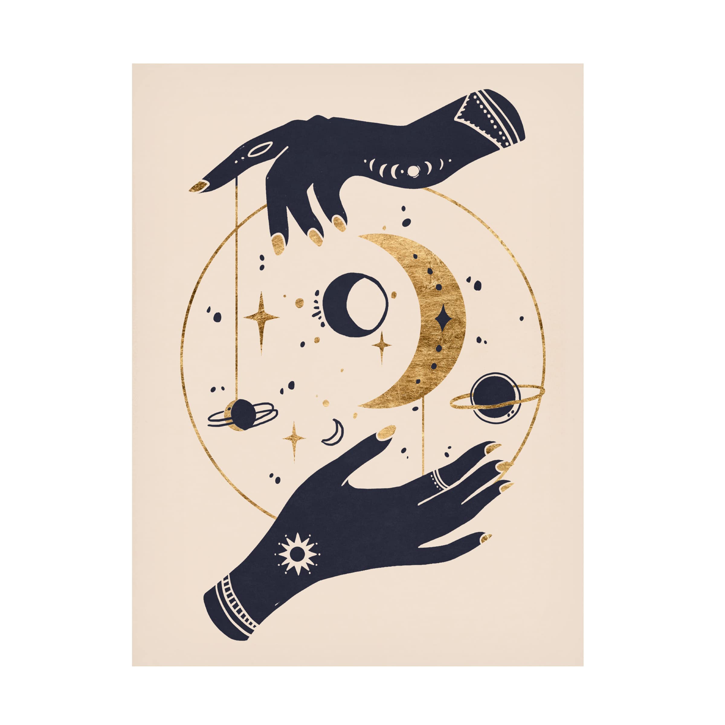 Annie Warren Moon Hands II Canvas Art Print - Modern Wall Decor for Living Room, Bedroom & Office - Trademark Fine Art Collection