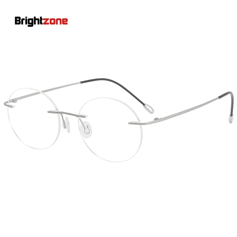 Brightzone Women's Rimless Round Titanium Eyeglasses 71612 - Lightweight & Durable Titanium Frame for Everyday Wear, Reading & Office Use