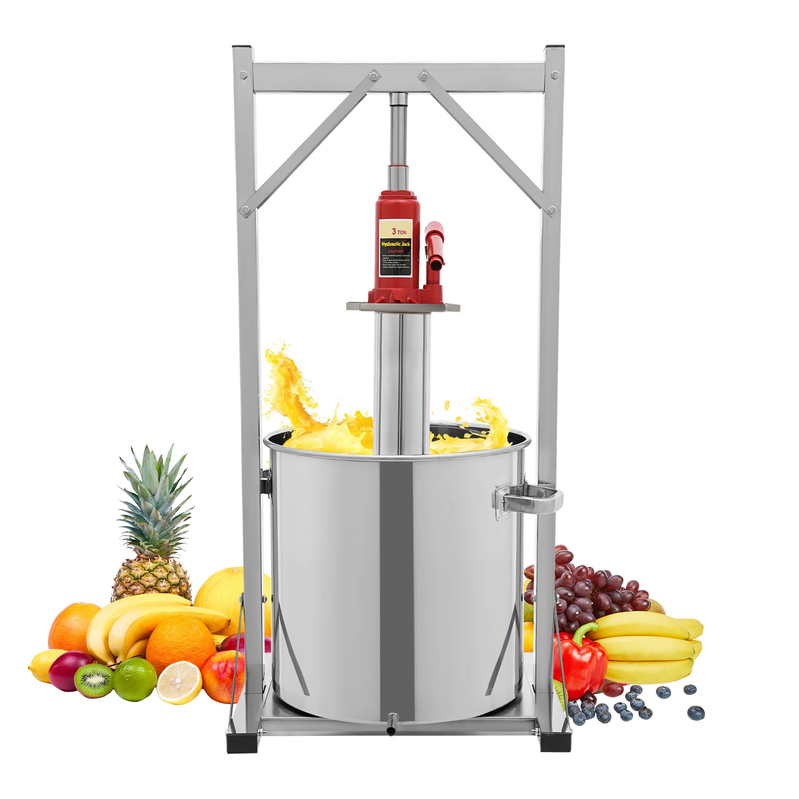 36L Hydraulic Fruit Wine Press for Apple, Carrot, Orange, Berry & Vegetables - Stainless Steel Juice Extractor for Homemade Wine, Cider, Cheese, Tinctures & Herbal Extracts - Perfect for Home Brewing, Farm Use & DIY Juice Making