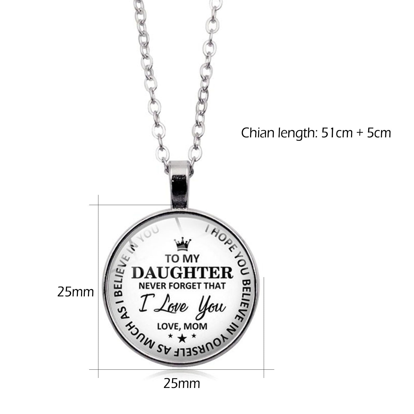 Elegant Silver Necklace for Daughter - Heartfelt Gift from Mom | Personalized 'To My Daughter' Pendant Jewelry for Women & Girls | Perfect Christmas, Birthday & Graduation Present | Ideal for Special Occasions & Everyday Wear
