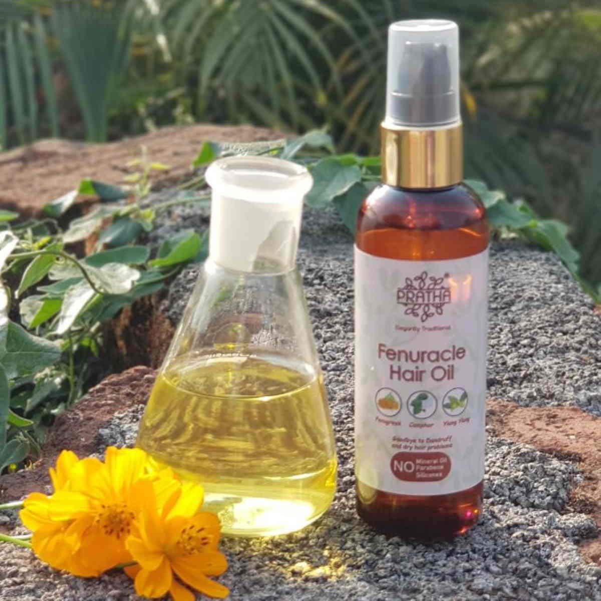 PRATHA Fenuracle Hair Oil with Fenugreek, Camphor & Ylang-Ylang | Natural Hair Growth Treatment for Thicker, Stronger Hair | Perfect for Daily Scalp Massage & Damaged Hair Repair