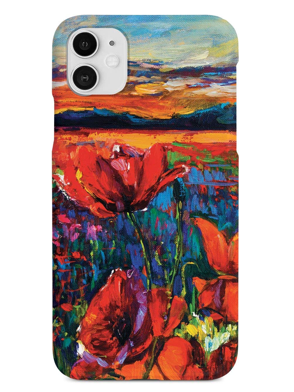 Inspired Cases - Premium 3D Textured Protective Phone Case Compatible with Apple iPhone 12 Mini - Red Tulips Impressionist Painting Design - Slim Fit Shockproof Cover for Everyday Use & Travel