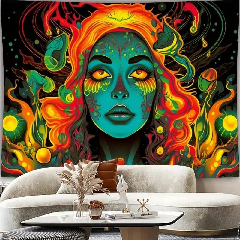 Groovy Blacklight Poster for Room Decor - Psychedelic UV Glow Art for Bedroom, Party & Rave - Perfect for Hippie, 60s & 70s Theme Decorations