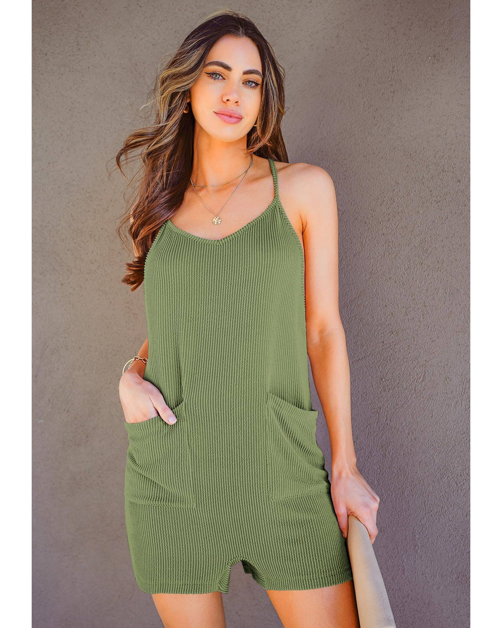Luvamia Women's Sleeveless Romper Jumpsuit - Adjustable Strap Summer Shorts Overall for Beach Vacation & Resort Wear | Casual Outfit for Pool Party, Travel & Outdoor Activities