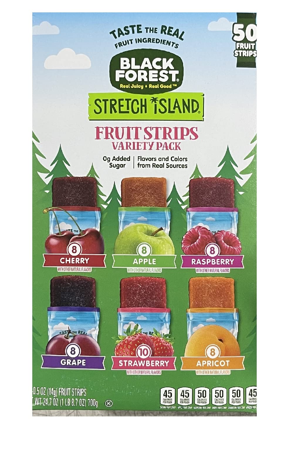 Stretch Island All-Natural Fruit Leather Snacks Variety Pack - Cherry, Apple, Strawberry, Apricot, Grape, Raspberry - 0.5oz No Sugar Added (50 Count) | Healthy On-the-Go Snack for Kids, Hiking, Lunch Boxes & Road Trips