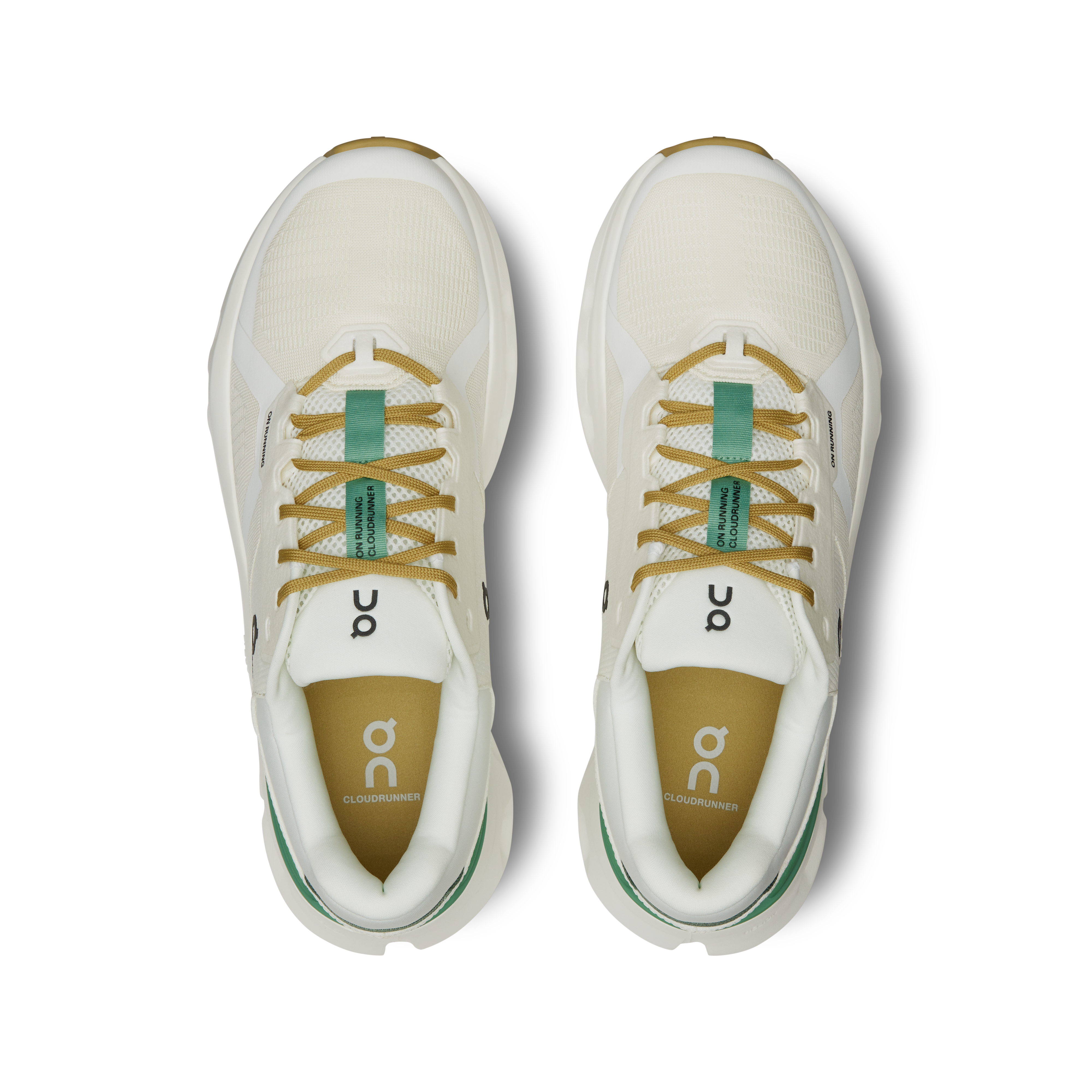 On Running Men's Cloudrunner 2 Running Shoes - Lightweight & Breathable White/Green Sneakers for Jogging, Gym Workouts & Daily Wear
