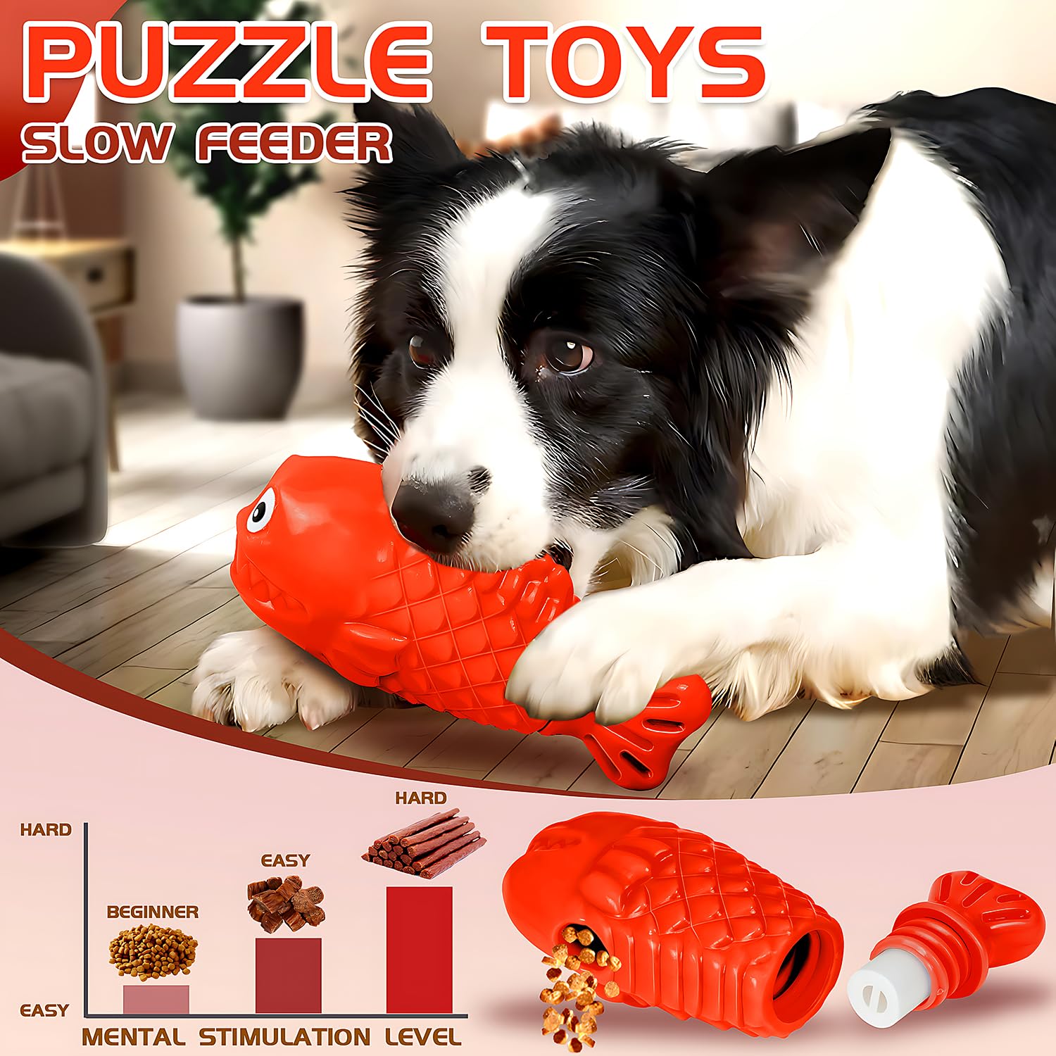 **Indestructible Dog Chew Toys for Aggressive Chewers - Tough Nylon Bone Treat Dispenser for Large & Medium Breeds - Interactive Squeaky Durable Chew Toy (Red) - Perfect for Playtime, Training & Anxiety Relief**