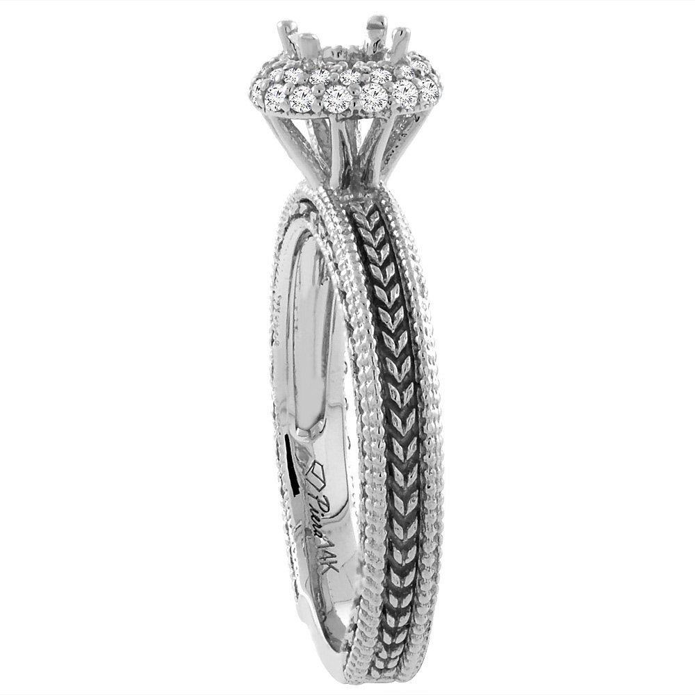 14K White Gold Natural London Blue Topaz & Diamond Engagement Ring - Round 5mm (Sizes 5-10) | Elegant Wedding Band, Anniversary Gift & Promise Ring for Her