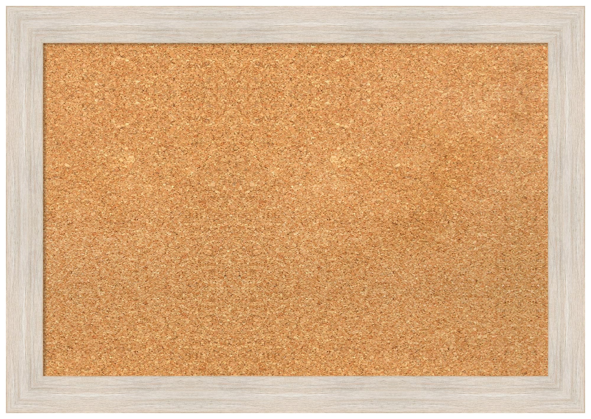 Amanti Art 19x27 Inch Natural Cork Board with White Wood Frame - Rustic Farmhouse Pinboard for Office & Home Organization, Vision Board for Wall Decor, Perfect for Displaying Photos, Notes & Memories (Home Office, Dorm, Classroom Use)