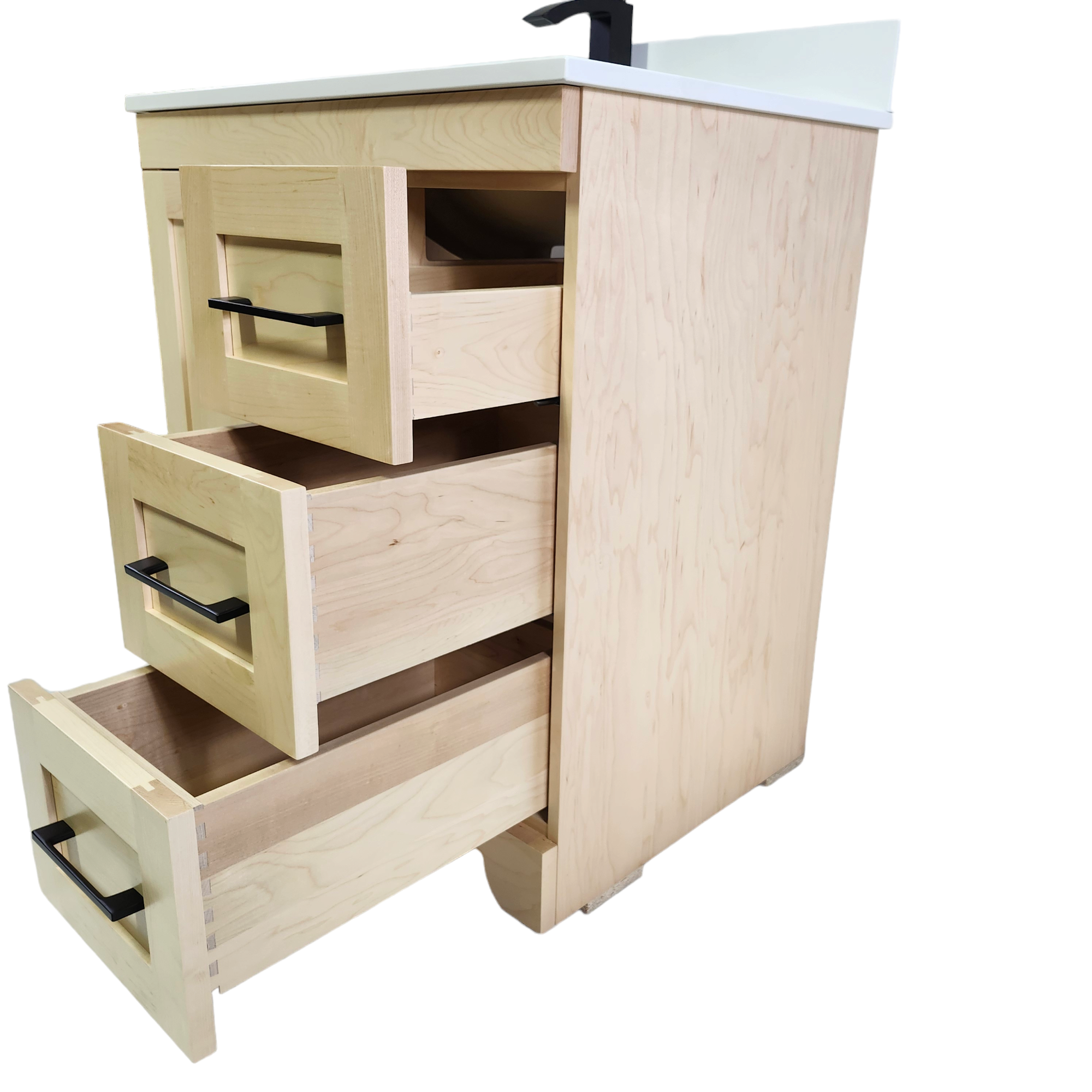 Natural Stain Bathroom Vanity with Quartz Countertop - 36