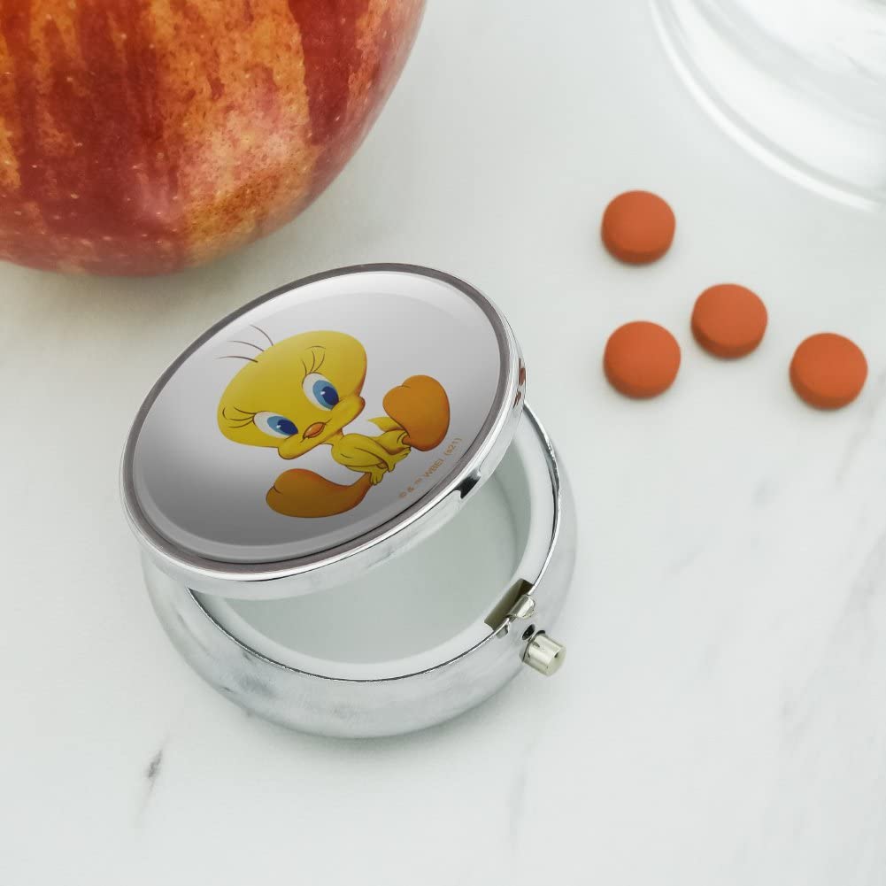 Looney Tunes Tweety Bird Pill Case - Cute Medication Organizer Box with Keychain - Perfect for Travel, Work & Daily Medicine Storage