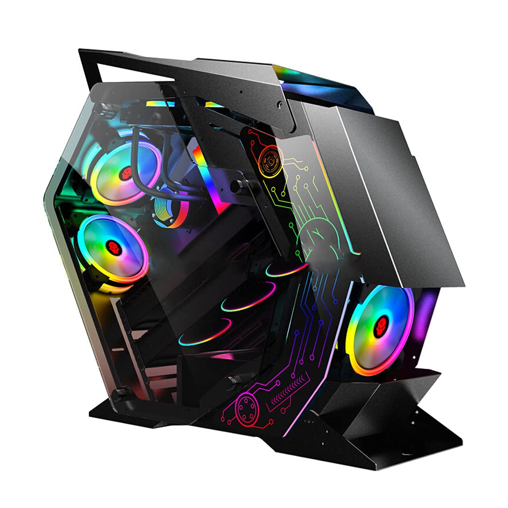 Lingyun Special-Shaped M-ATX/ATX/ITX Gaming PC Case with Tempered Glass Side Panel, RGB Lighting & 240mm Water Cooling Support - Perfect for Streamers, Gamers & High-Performance PC Builds