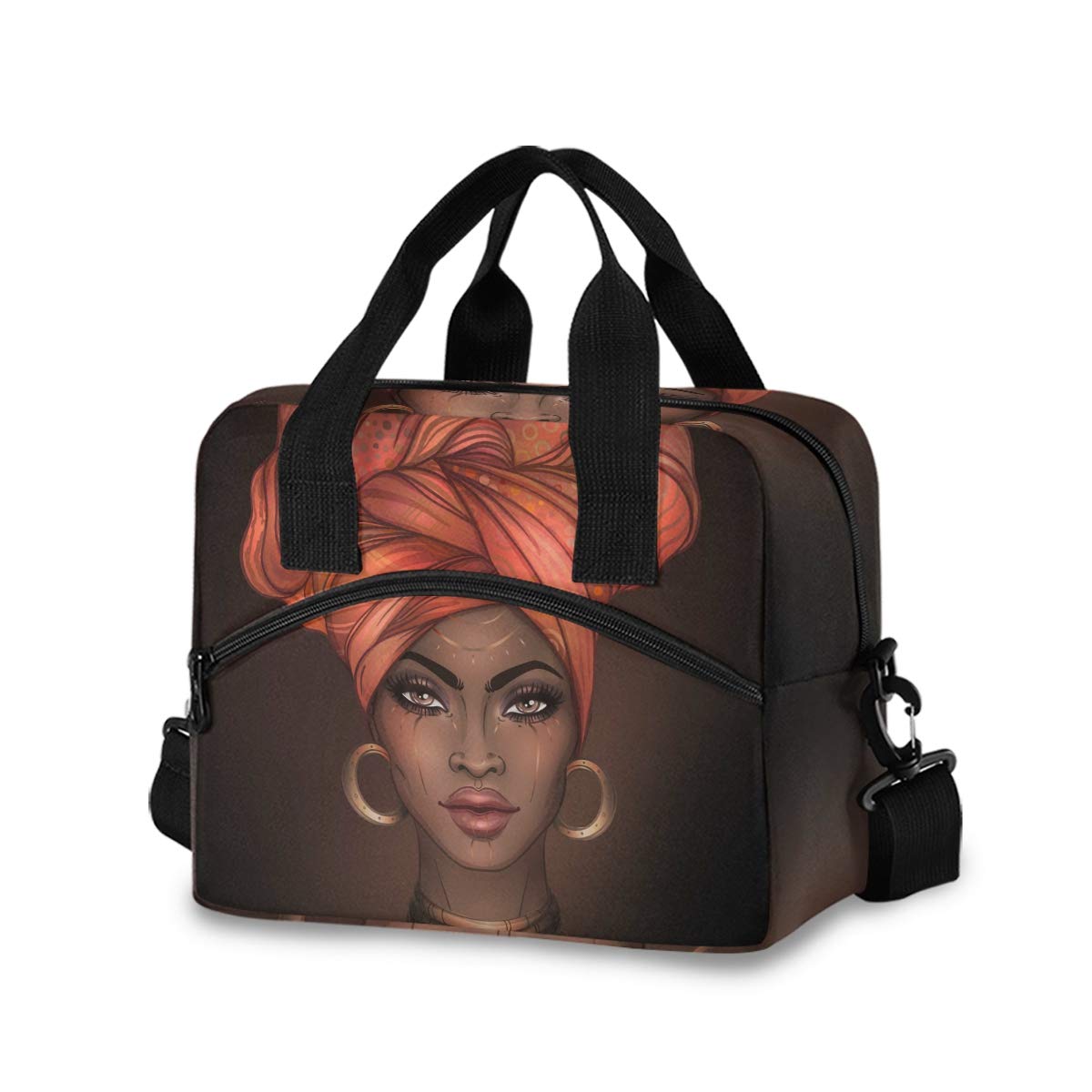 Stylish Leakproof Crossbody Lunch Bag for Women - Insulated Lunch Cooler with Shoulder Strap for Work, School & Travel - Perfect for Nurses, Teachers & Professionals (African American Design)