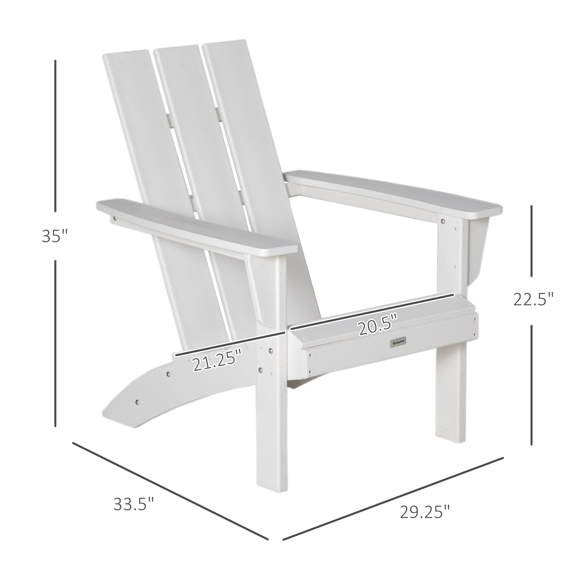 Outsunny White HDPE Adirondack Chair - Weather-Resistant High-Back Outdoor Patio Chair for Deck, Garden & Backyard - Perfect for Campfires, Lounging & Relaxing by the Fire Pit