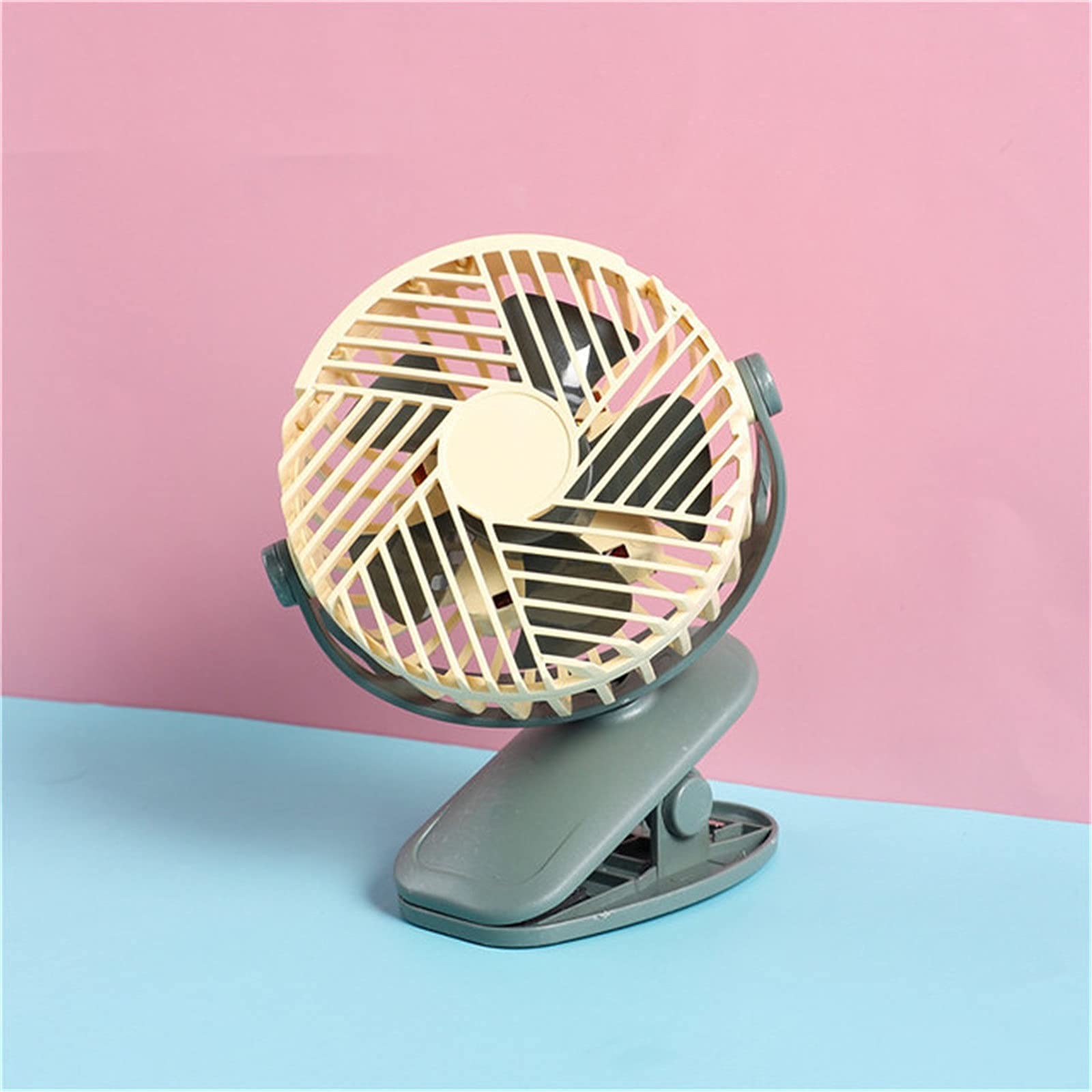 Mini USB Clip Desk Fan with Night Light - Portable Small Fan for Dorm, Office & Home - Quiet Cooling Fan for Study, Work & Sleep (Pink, One Size) | Perfect for Students, Travel & Night Use
