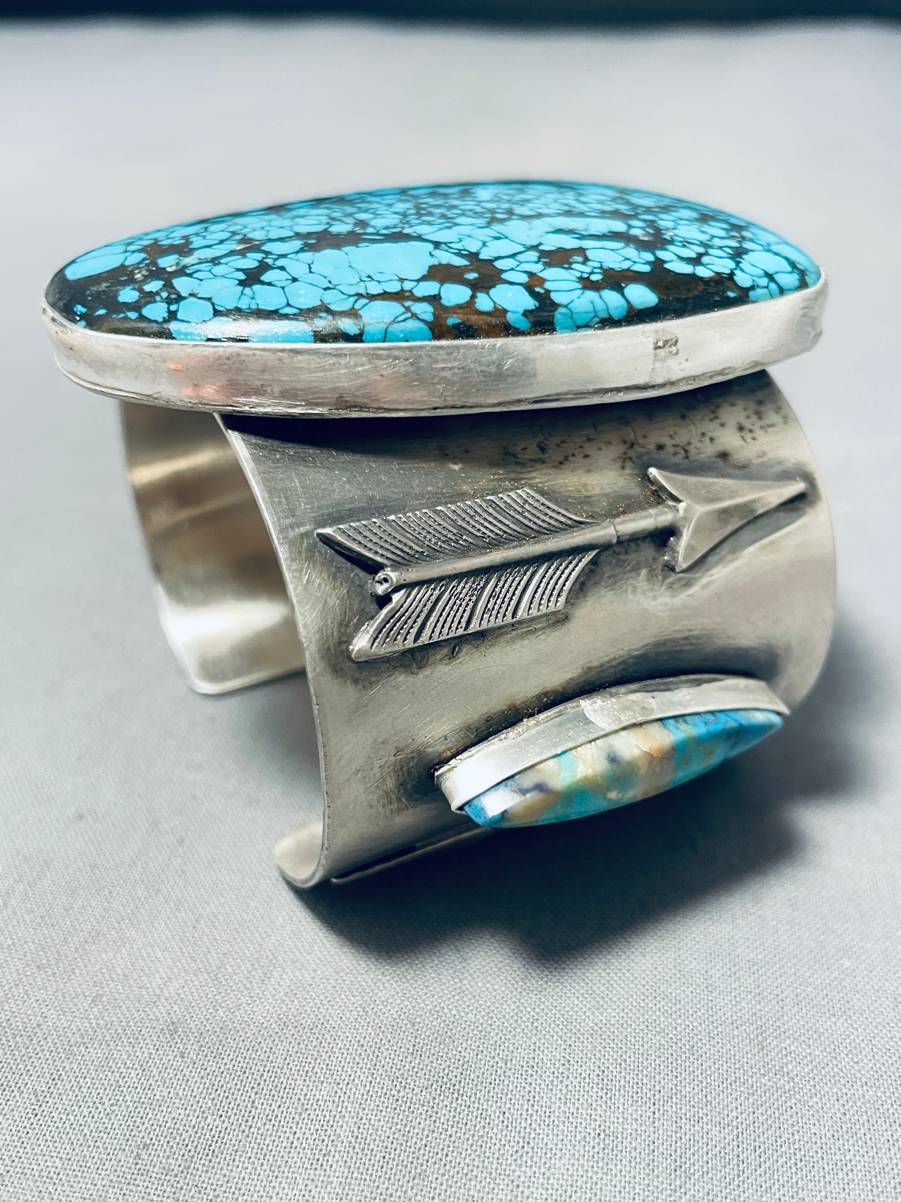 152 Gram Intense Spiderweb Turquoise Native American Navajo Sterling Silver Bracelet - Handmade Southwest Jewelry for Women, Boho Fashion Accessory, Gift for Her