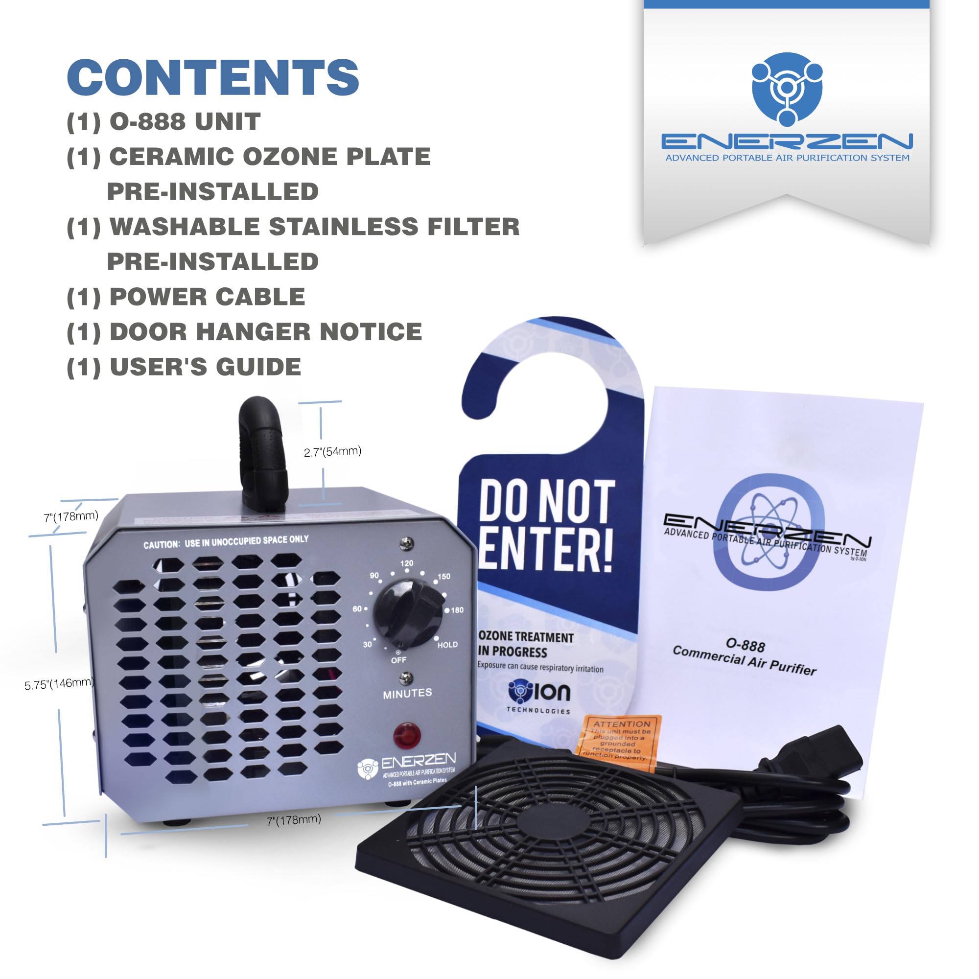 Enerzen O-888 Industrial Ozone Generator 70,000 mg/h - Powerful O3 Air Purifier for Odor Removal in Homes, Cars, Smoke Areas & Pet Spaces - Ideal for Large Room Air Purification & Odor Elimination