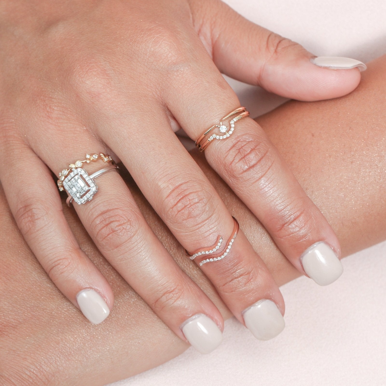 14k Solid Yellow Gold Diamond Curve Double Layer Band Ring - Elegant Stackable Wedding Band for Women, Perfect for Anniversaries & Special Occasions