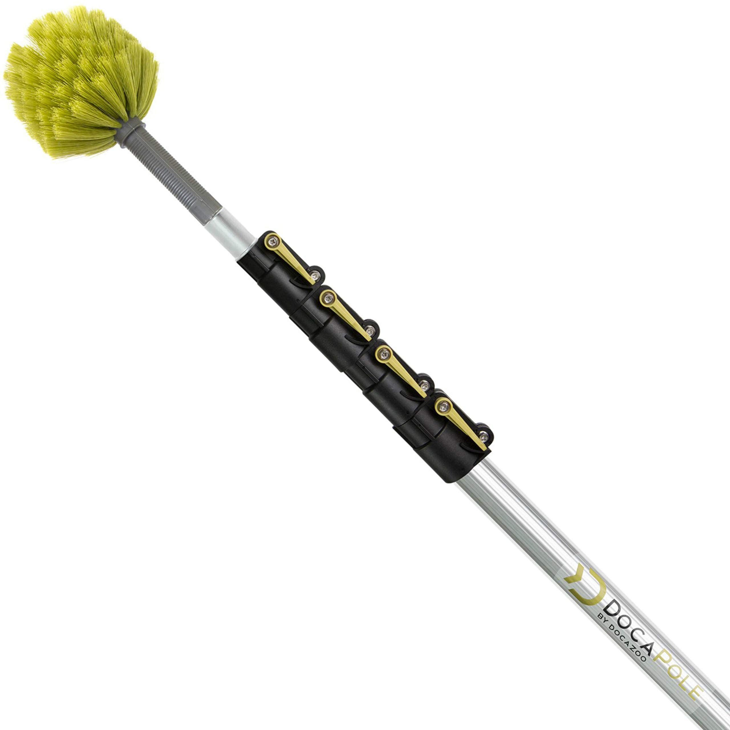 DOCA 7-30 Ft Telescoping Extension Pole for Cleaning - Adjustable Window Washing Kit, Paint Roller, Cobweb Duster & Squeegee - High Reach Indoor Outdoor Cleaning Tool for Gutters, Ceilings & Hard-to-Reach Areas