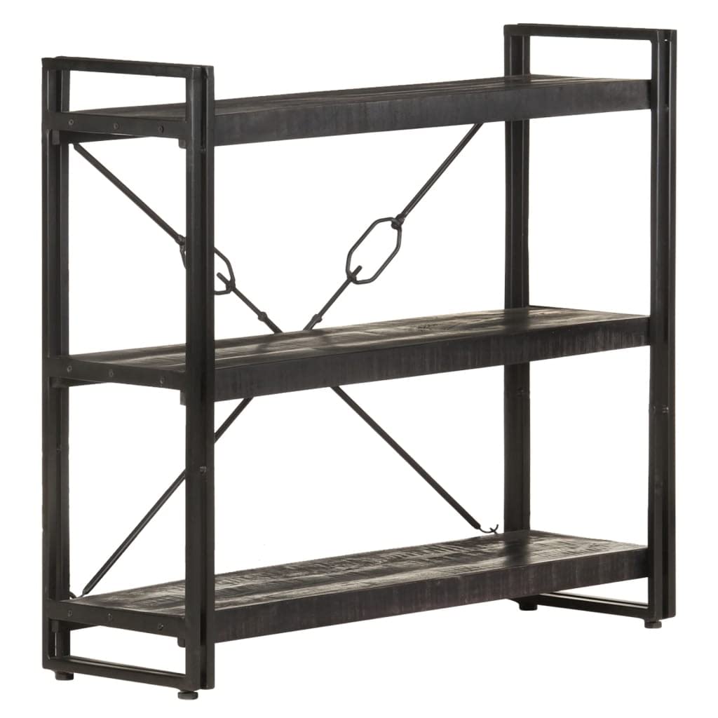3-Tier Bookcase & Bookshelf - Solid Mango Wood Display Storage Shelf for Bedroom, Living Room & Office - 35.4