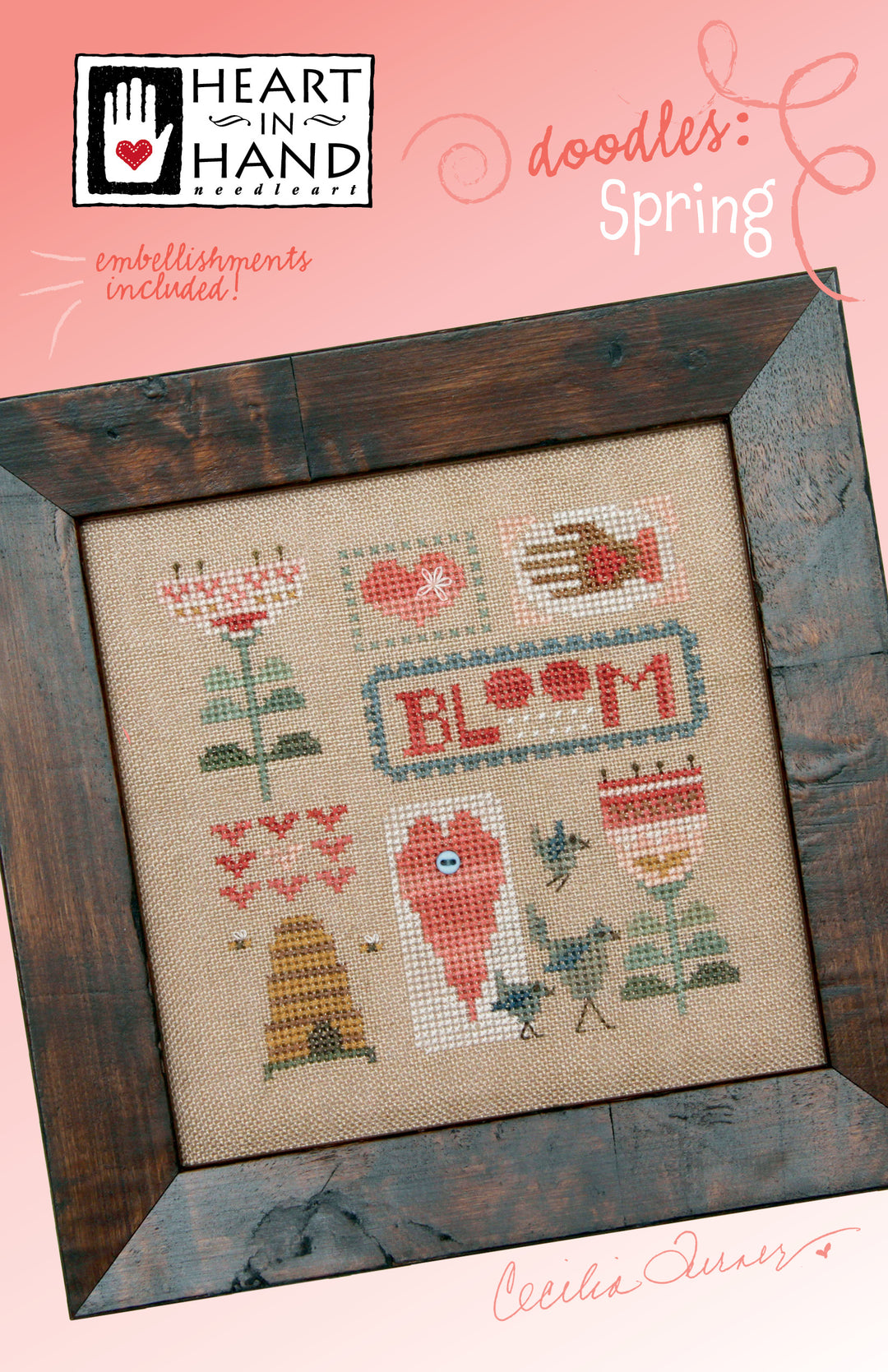 Spring Doodles Cross Stitch Pattern PDF Download - Floral Embroidery Design for DIY Craft Projects, Home Decor & Gift Making
