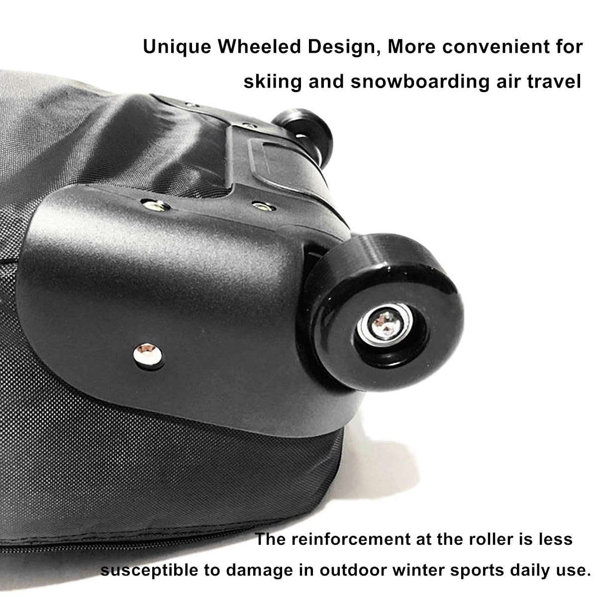 UNISTRENGH Wheeled Ski & Snowboard Travel Bag - Waterproof Padded Snowboard Backpack with Wheels for Air Travel - Perfect for Snowboarding Trips & Winter Vacations
