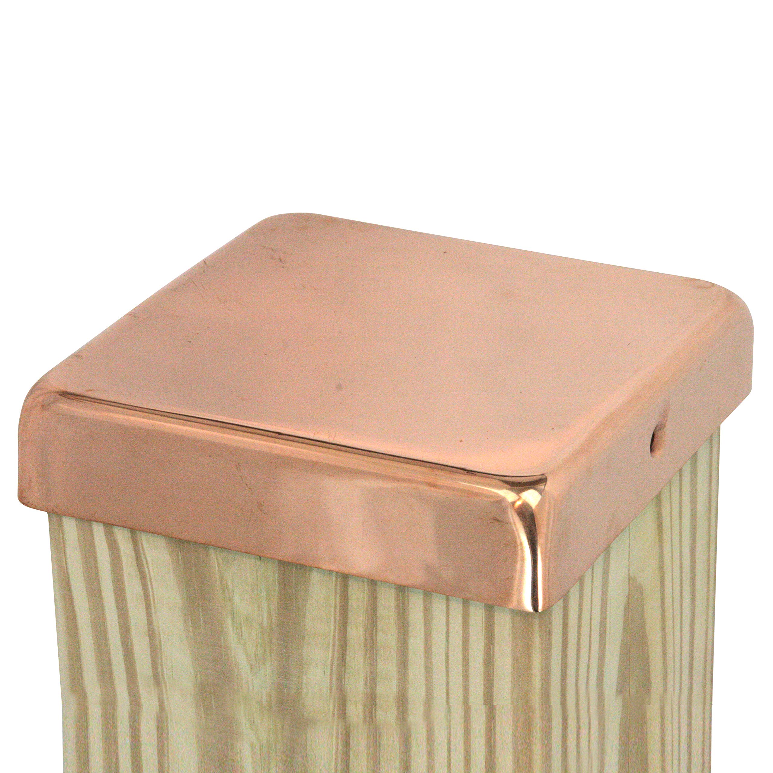 8x8 Solid Copper Flat Top Post Caps (3-Pack) - Extended Lip Design - Natural Patina Finish - 7-1/2 x 7-1/2 Inches - Perfect for Fence, Deck, and Mailbox Posts - Durable Outdoor Decorative Hardware