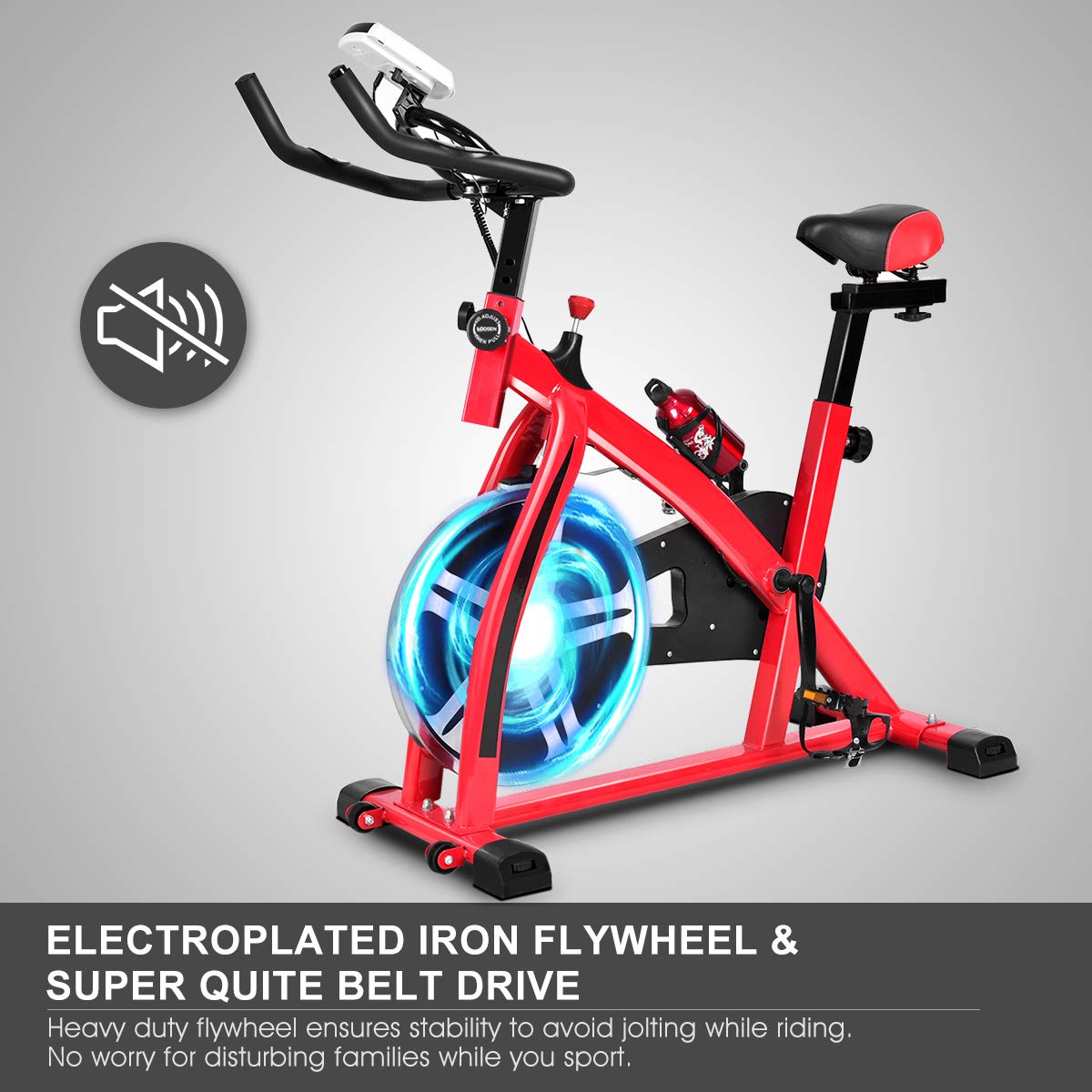 Goplus Indoor Cycling Bike - Stationary Exercise Bike with Heavy Flywheel, LCD Monitor & Water Bottle Holder | Cardio Fitness Cycle Trainer for Home Gym Workouts | Perfect for HIIT, Spinning & Endurance Training